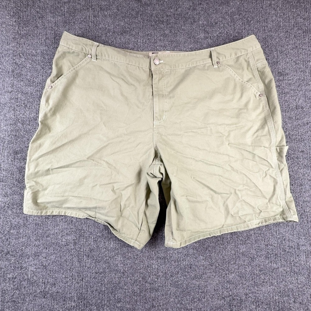 Faded Glory Shorts Womens 26W Green Twill Cargo Pockets Zip Fly Casual Summer